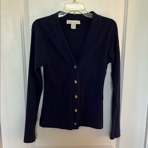 The Limited Navy Blue Gold Accent Buttons Cardigan Sweater